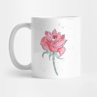 Red beautiful flower rose, plant, nature. Watercolor, art decoration, sketch. Illustration hand drawn modern painting Mug